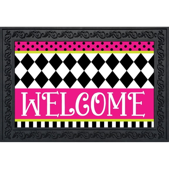 Briarwood Lane Everyday Doormat 30x18 Indoor Outdoor Neon Checkerboard Doormat
