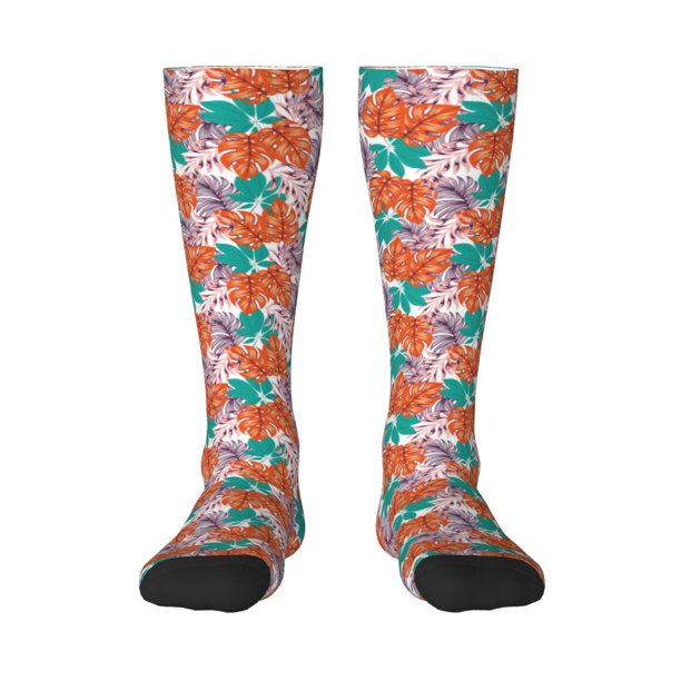 Fotbe Hawaiian Style Calcetas Divertidas Estampadas para Hombre y Mujer, Calcetas de Algodón hasta la Rodilla para Caminar, Correr, Enfermería y Embarazo