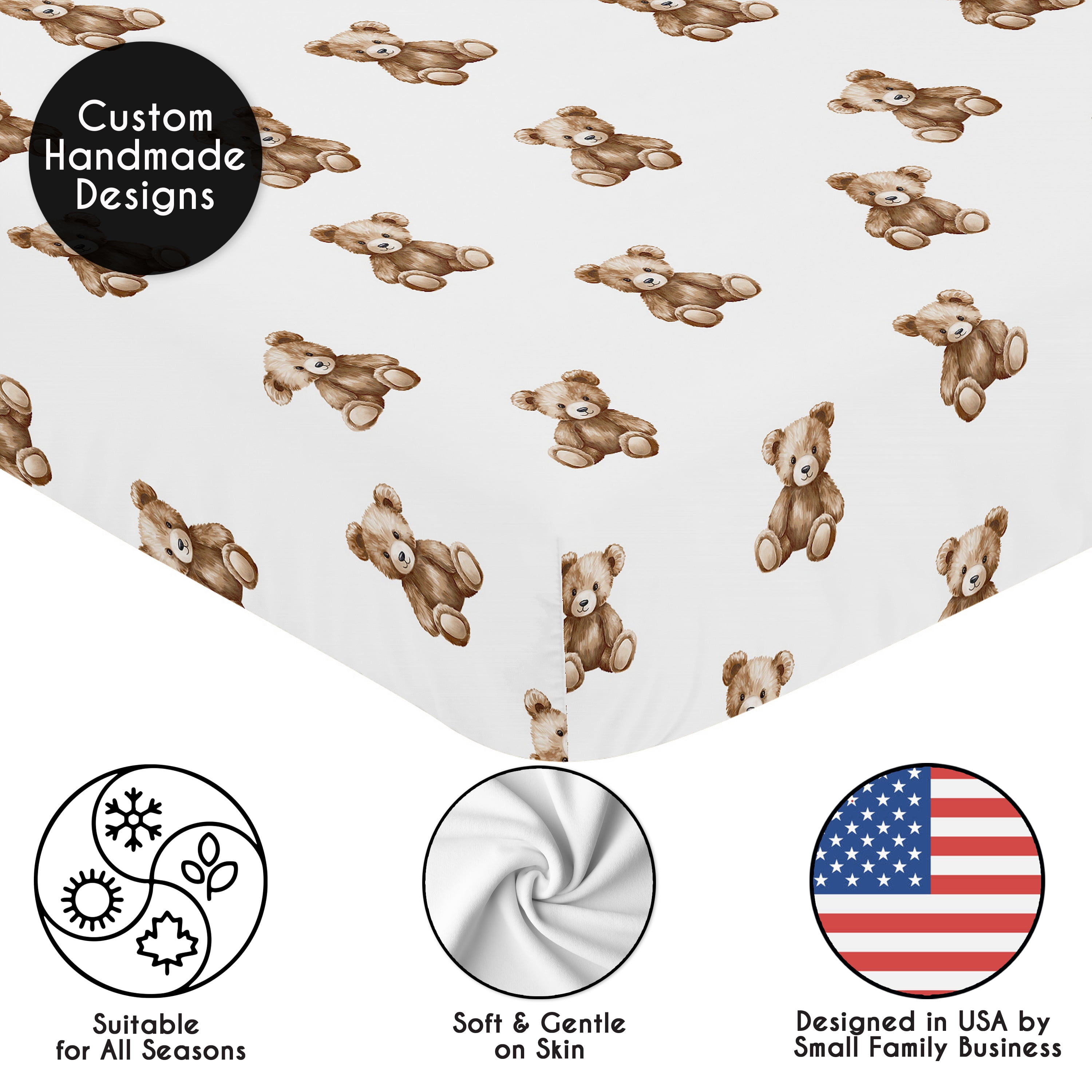 Sweet Jojo Designs Boho Teddy Bear Boy, Girl, Unisex/Gender Neutral Fitted Crib Sheet