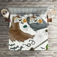 thumbnail image 2 of Ambesonne Halloween Quilted Coverlet 3 Pcs, Pumpkin Skull, Queen Size, Multicolor, 2 of 2