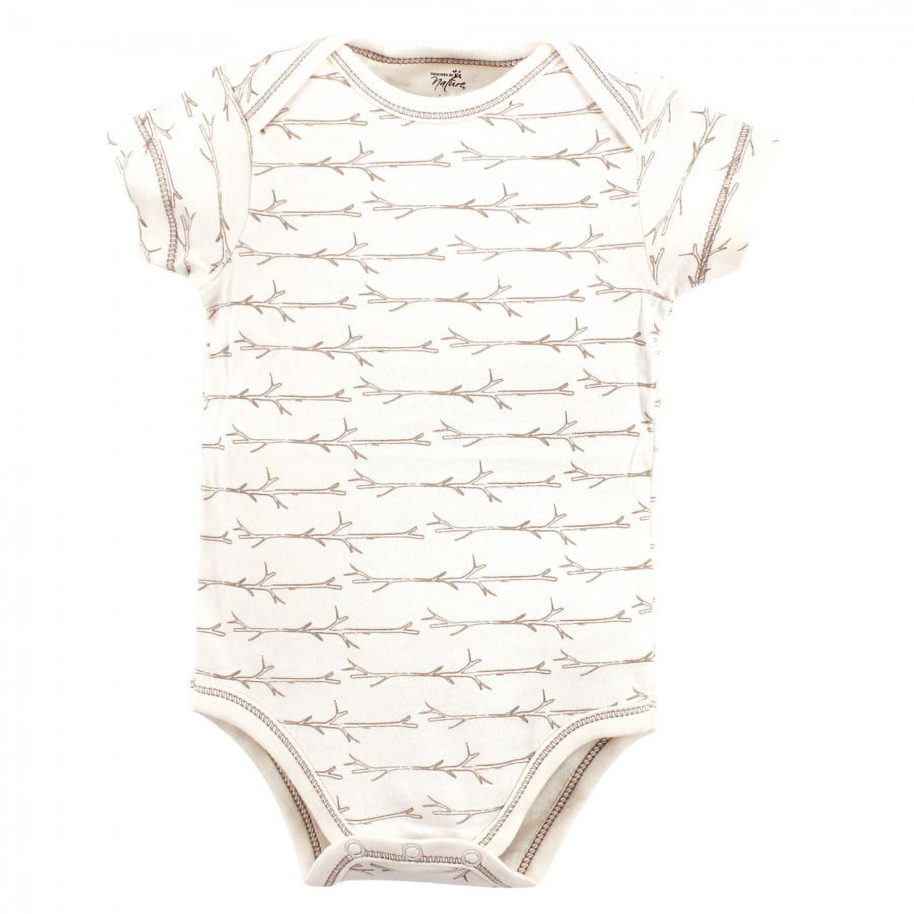 Touched by Nature Baby Boy Organic Cotton Bodysuits 5pk, Fox, 0-3 Months