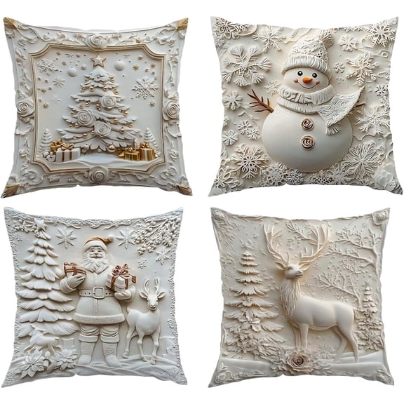 Christmas Throw Pillow Covers, 18x18 Inch, Soft Decorative Cushion Case | For Home, Living Room, Sofa, Bed, Farmhouse, Indoor Winter Party(RL)