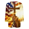 thumbnail image 4 of Cavosen 4th of July Shirts for Women Petite Patriotic 3/4 Sleeve Round Neck Shirts USA Star Striped Print Shirts Lady M Independence Day Casual Tops 4th of July Tunic Tees 2025 Patriotic Blouses, 4 of 5