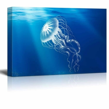 - wall26 - Under The Sea Canvas Wall Art - A Transparent Jellyfish - Gallery Wrap Modern Home Decor | Ready to Hang - 16x24 inches