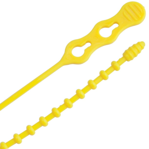 Ancor Reusable Beaded Cable Ties - 8 inch - Yellow - 15-Pack Reusable ...