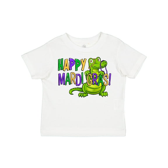Inktastic Happy Mardi Gras Cute Alligator with Beads Boys or Girls Toddler T-Shirt