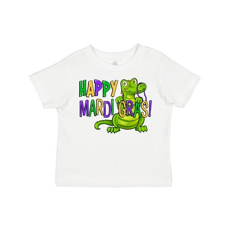 

Inktastic Happy Mardi Gras Cute Alligator with Beads Boys or Girls Toddler T-Shirt