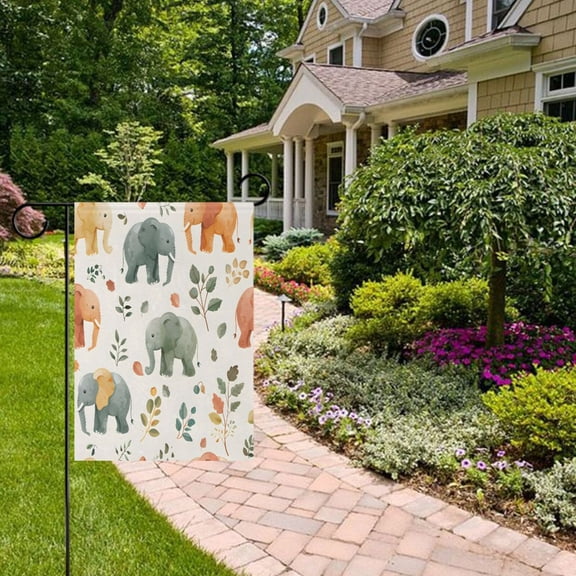 Leaves Elephants Garden Flag Double Sided 12 x 18 Inch Outside Yard Decoration Outdoor Flag