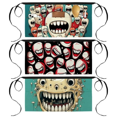 

Tiny Teeth Three-Pocket Printed Garden Apron for Gardening and Work - Half Apron Included