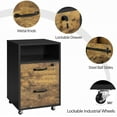 thumbnail image 4 of REKHH File Cabinet, Under Desk Vertical Cabinet With 2 Drawers and Open Compartment, Printer Stand with Lockable Wheels for A4 Letter Size Hangable File Folders for Home Office(Black Rustic Brown), 4 of 8
