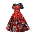 thumbnail image 2 of LilyLLL Womens Christmas Lace Skater Dress Xmas Party A-Lined Ruffle Swing Dress, 2 of 4