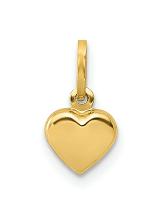 FindingKing 14K Gold Puffed Heart Charm Love Jewelry Pendant