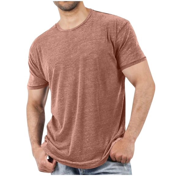 hoksml Men's Heather Crew Neck Short Sleeve T Shirt Soft Stretchy Regular Fit Solid Plain Basic Top For Daily Gym Vacation Casual Wear