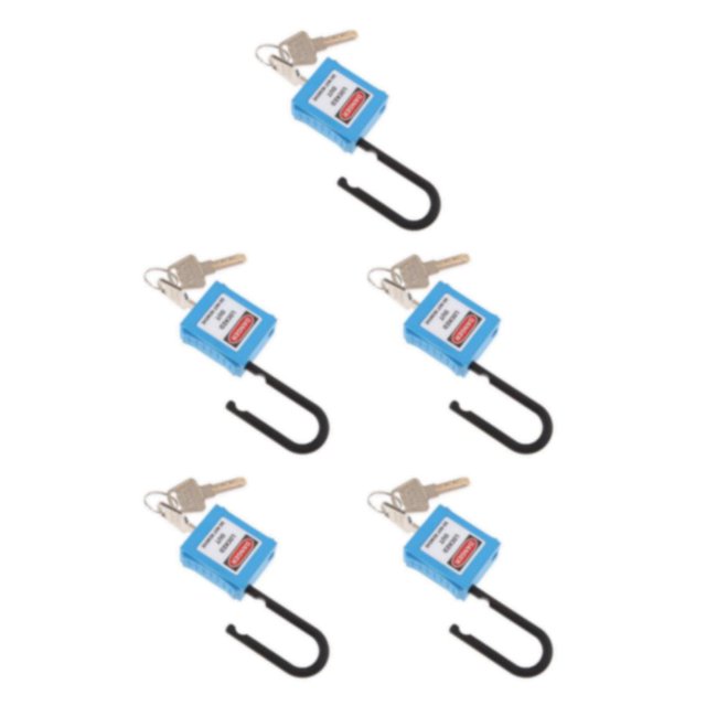 mmirethe Durable 38 mm PVC Curved Safety Lockout Padlock Ensuring Security Blue 90x40x19 mm 5Set