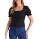thumbnail image 1 of Camisetas casuales de verano para mujer con cuello cuadrado y volantes en las mangas cortas S negras INSPIRE CHIC, 1 of 6