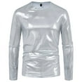 thumbnail image 1 of T-Shirts Male Spring Summer Casual Comfortable Solid Color Short Sleeved Tops Shirt Men Silver XXL, 1 of 3