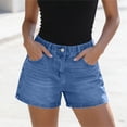 thumbnail image 2 of ClodeEU Women's Elaist Waist Denim Shorts,Casual Stretch Jean Shorts with Pockets Blue,Women's Plus M, 2 of 9