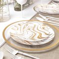 Impresserve Curve Collection Disposable Plastic Plates, White & Gold, 9 ...