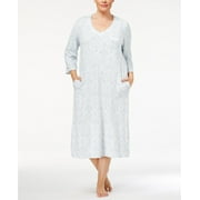 Miss Elaine-Brushed Waffle-Knit Nightgown-Plus-3X-Grey