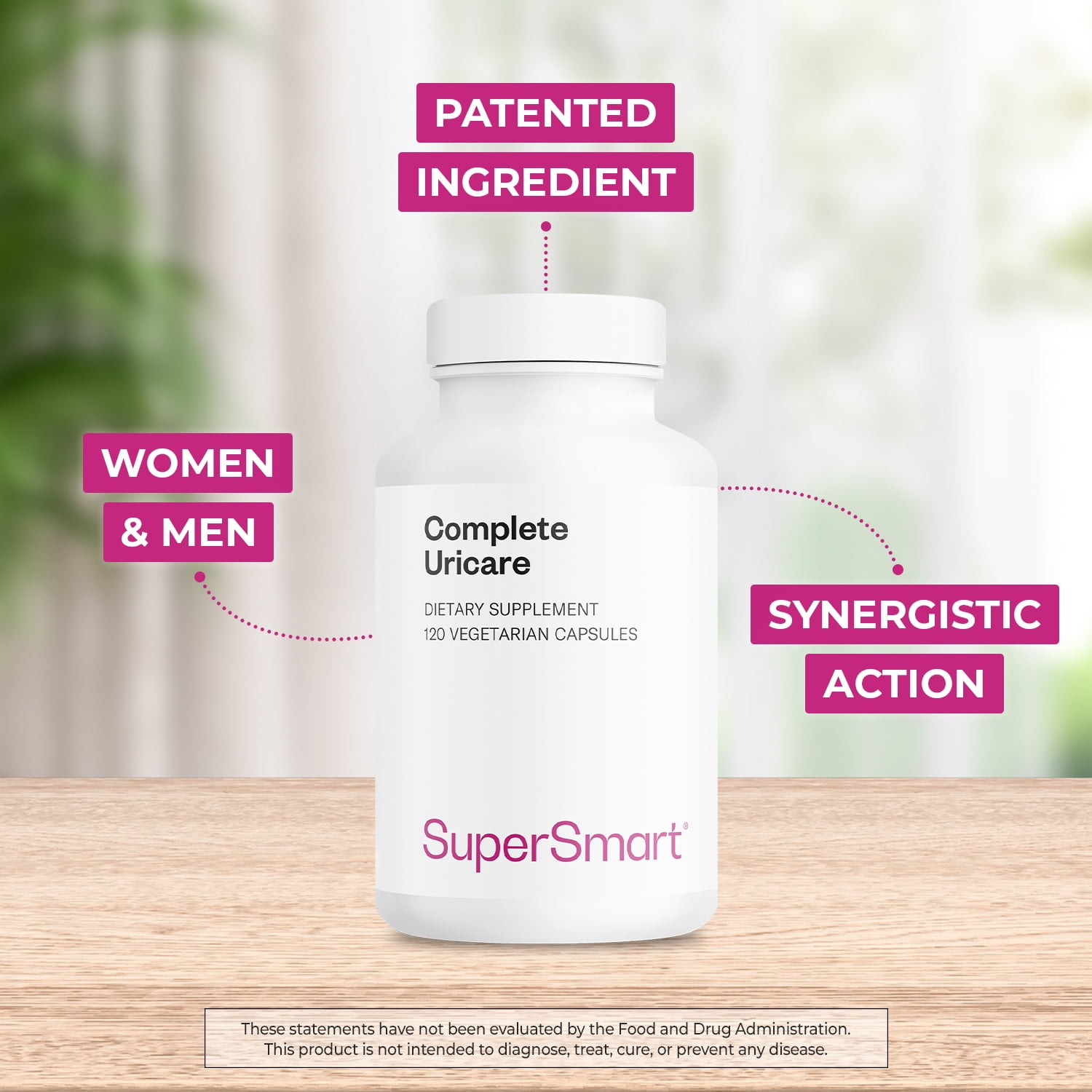 SuperSmart Complete Uricare (Patented & High Strength) - D-mannose, Go Less Pumpkin Seed, Varuna Bark - for Women & Men | Non-GMO & Gluten Free - 120 Vegetarian Capsules
