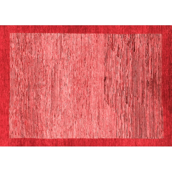 Ahgly Company Machine Washable Indoor Rectangle Abstract Red Modern Area Rugs, 5' x 7'