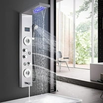 Senlesen LED Shower Panel Stainless Steel Rainfall Tower W/Handheld Spray