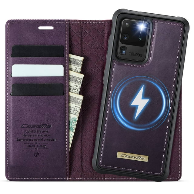 Funda Billetera Desmontable Magnética 2 en 1 Magsafe para Samsung Galaxy S20 Ultra con Tarjetero para Mujer y Hombre,Cuero PU Retro 【Bloqueo RFID】 Funda con soporte a prueba de golpes