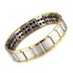 thumbnail image 4 of Pulsera de terapia magnética Pulsera de salud magnética de aleación de doble fila de moda para reducir la tensión Plata Oro, 4 of 12