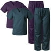 2-PACK Medgear Scrubs for Men and Women Scrubs Set Medical Uniform Scrubs Top and Pants