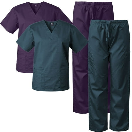 

2-PACK Medgear Scrubs for Men and Women Scrubs Set Medical Uniform Scrubs Top and Pants