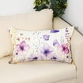 thumbnail image 3 of Floral Throw Pillow Covers 12x20 Set of 2 Spring Summer Outdoor Decor Lumbar Pillow Cases for Home Couch Decorations Purple, 3 of 6