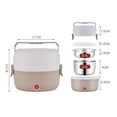 thumbnail image 2 of Electric Heating Lunch Box, 2Tier Portable Electric Heating Lunch Box Set Food Warmer Container Bento Box 220V304 stainless steel liner, 2 of 2