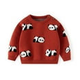 thumbnail image 1 of FAOWME Chandail Tricoté pour Enfants Col Rond Manches Longues Dégradé Rouge 5-6 Ans, 1 of 2