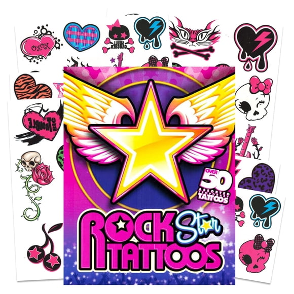 Savvi Rocker Tatuajes de Estrellas de Rock para Niñas ~ 50 Tatuajes Temporales