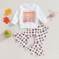 thumbnail image 7 of Okbabeha Toddler Baby Girl Thanksgiving Outfits Thankful Long Sleeve Sweatshirt Top+Flare Bell Bottom Pants Set Fall Clothes, 7 of 7