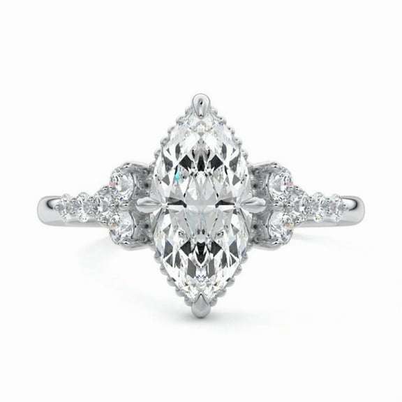 Zoya Jewel 2.2 Ct Marquise Cut Lab Created Diamond Ring – 14K White Gold Plated – Wedding Engagement Ring – Anniversary Gift for Women