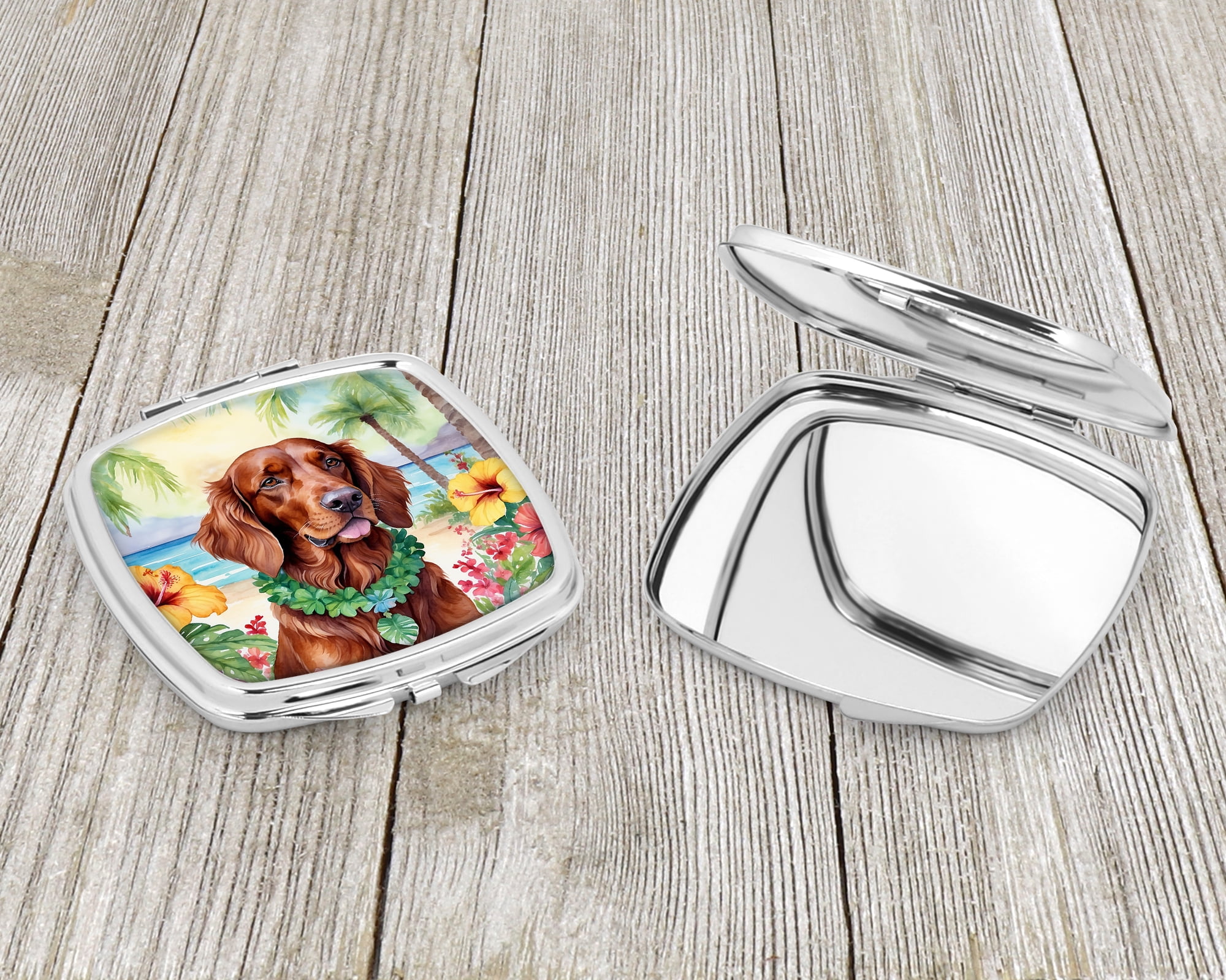 Irish Setter Luau Compact Mirror 2.75 in x 3 in