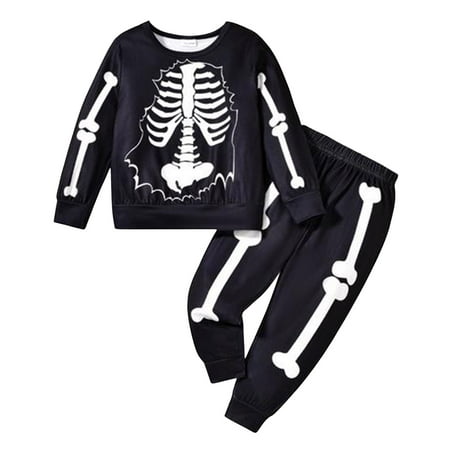 

Toddler Baby 2024 Halloween Outfit Pajama Sets Pumpkin Ghost Print Two Piece Clothes
