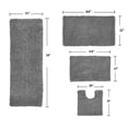 thumbnail image 5 of Home Weavers Fantasia Bath Rug 100% Cotton Non-Slip Bathroom Rug Set Machine Washable Bathroom Rug, Bath Rug, U Shaped Contour, Runner, Gray Color 4 Piece Bath Rug set, 5 of 5