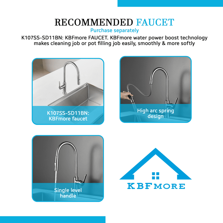 KS1123✨ Xzkai 26 in. Undermount Single Bowls Stainless Steel Kitchen