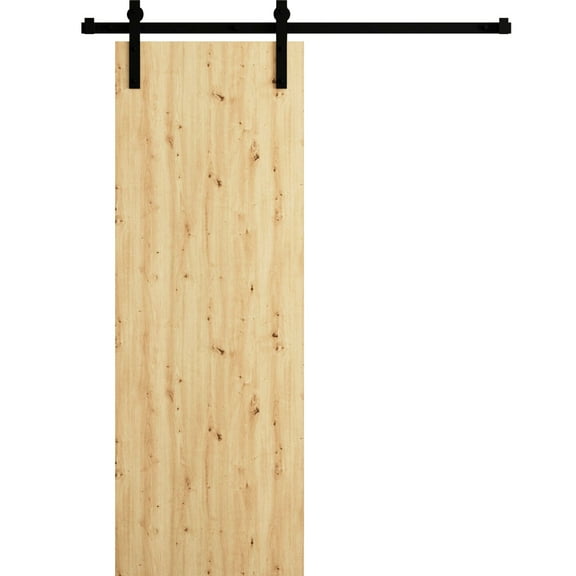Modern Barn Door 36 x 80 in - LUNO 1003 Caramel Oak - 6.6FT Rail Track Heavy Hardware Set - Solid Panel Interior Doors