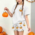 thumbnail image 2 of Stamzod Girls 2 Piece Outfits Short Sleeve Cute Halloween Shirt Shorts Set Kids Clothes Girls Clothing Sets Z White-2 3-4 Years, 2 of 9