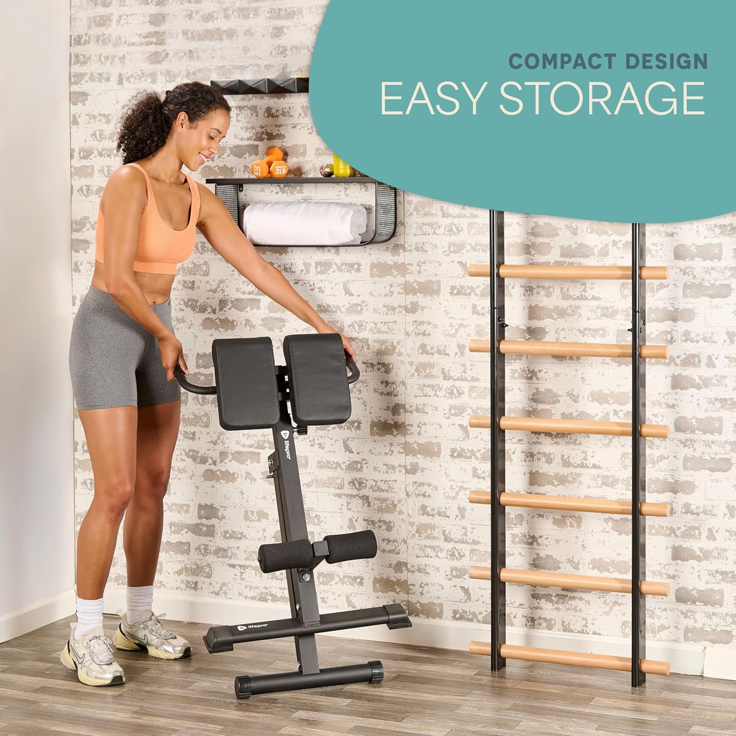 LifePro SculptTrainer Lite Roman Chair – Foldable Hyperextension Bench, Adjustable Back Extension, Ab & Sit-Up Bench for Home Gym Strength Training - Black