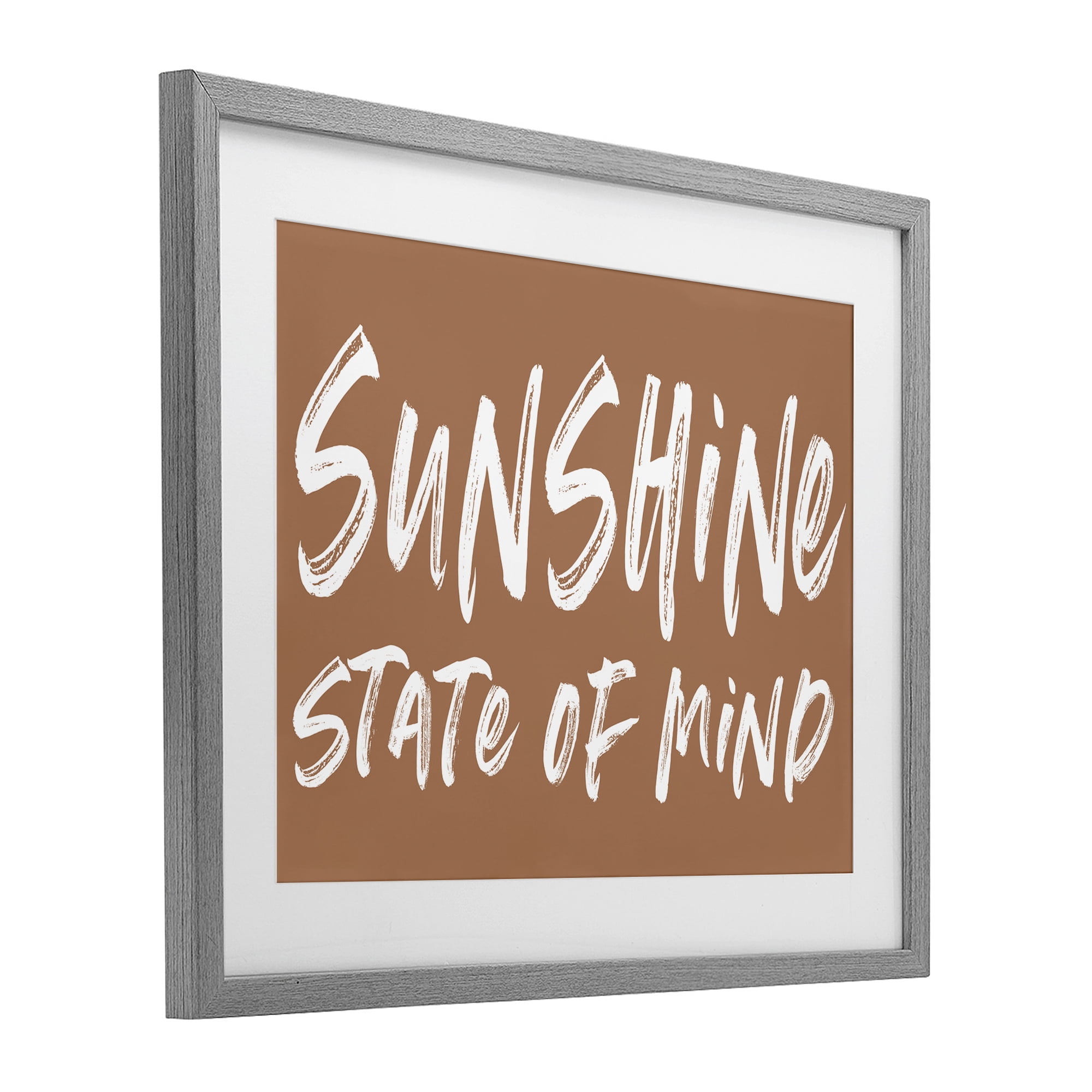 Summery Sunshine State Of Mind Gray Framed Print Under Glass, design by Lettered and Lined