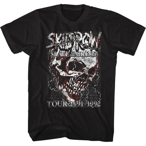 Skid Row Skull Chain Black Adult T-Shirt