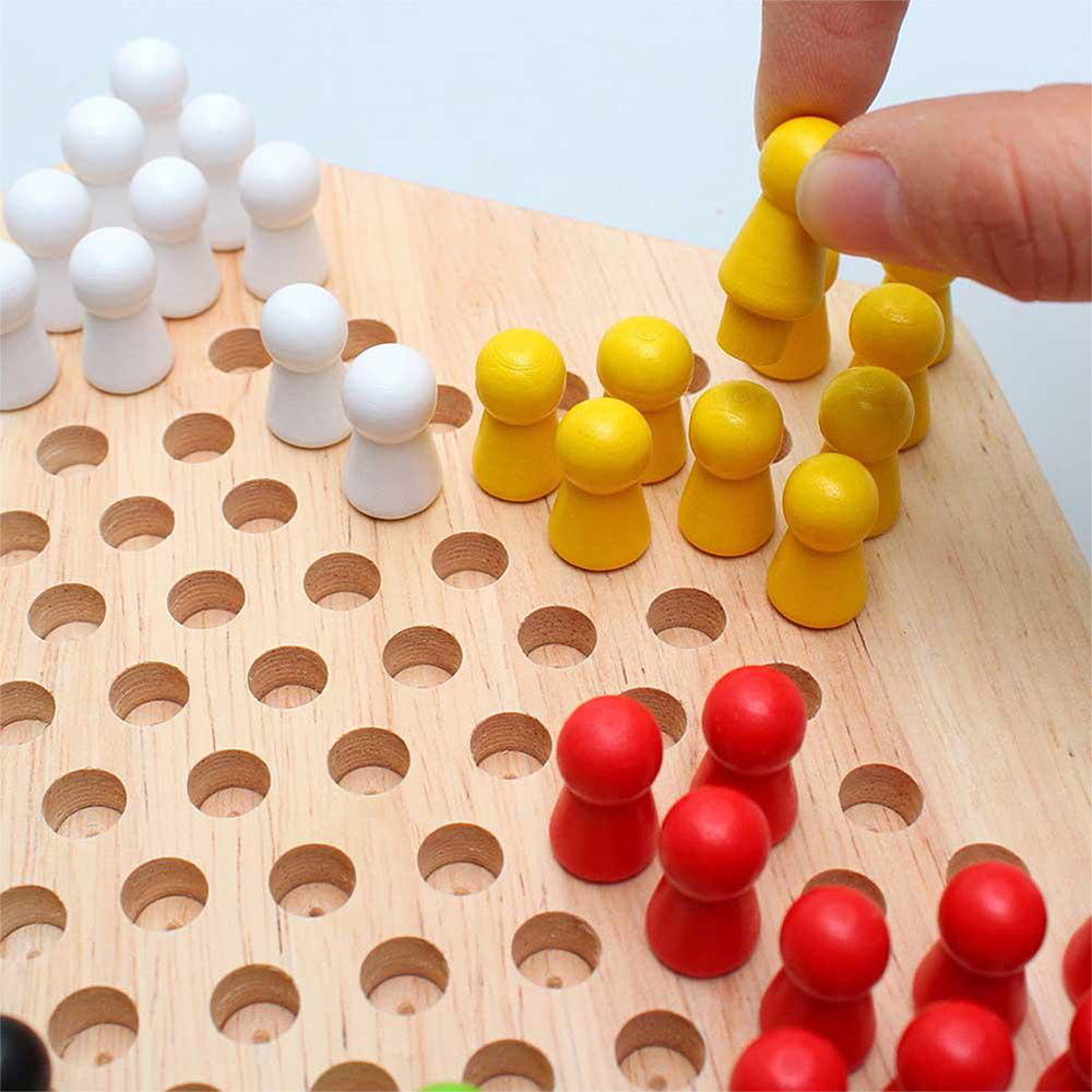 Toma Hexagon Board Game Educational Table Game Chess Halma Chess Game Preschool Strategy Chess Game with Honeycomb Board 60 Chess Pieces 6 Colors for Kids Kindergarten Children - image 3 of 10