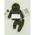 thumbnail image 2 of Cenuakty Children's Pants Suit Patchwork Hooded Long Sleeve Sweatshirt Solid Color Trousers with Pockets, 2 of 8