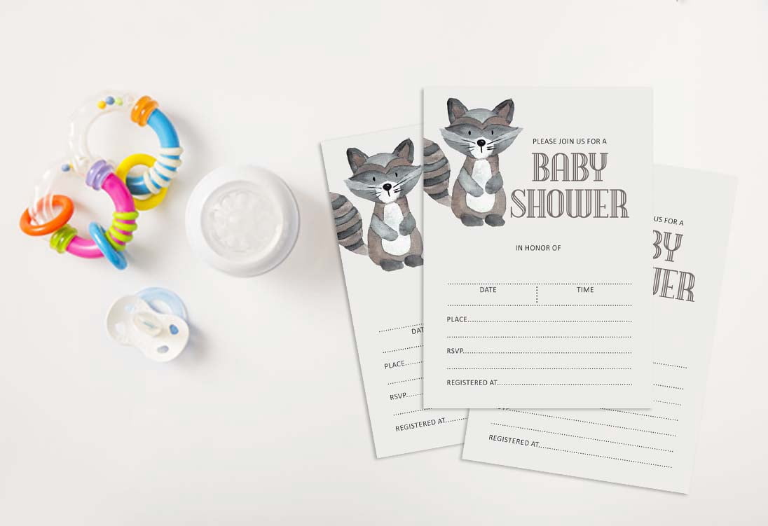 Inkdotpot 30Jungle Animals Baby Shower Invitation Cards Gender Neutral Fill In Blank Invites