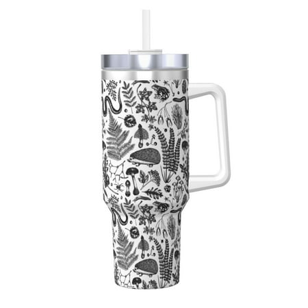 

Logiee Fall Forest Print 40OZ Ice Bully Cup with Handle and Straw Double Wall Stainless Steel Tumbler Travel Coffee Cup with Lid Summer Insulation and Cooling Cup