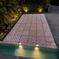 thumbnail image 3 of Interlock Deck Tile 12"x12" (36 Tiles/Box) - Slip-Resistant Outdoor Flooring, Patio Paver for Poolside, Backyard & Garden - Easy Snap Plastic Tiles(Gray/Brown), 3 of 4
